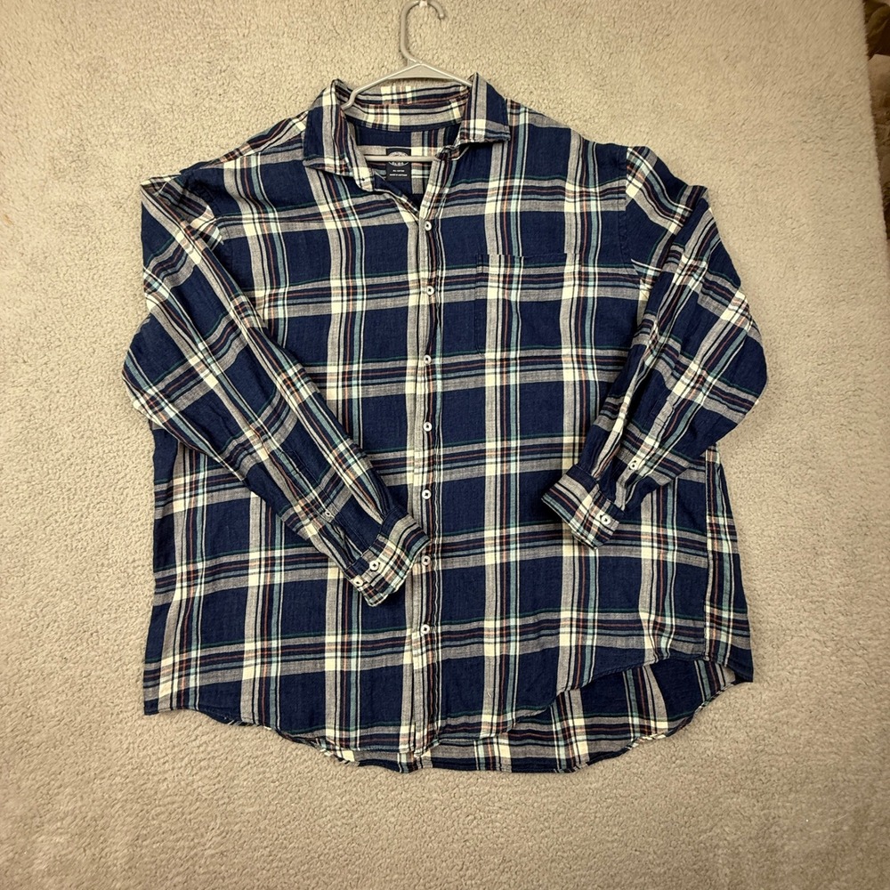 Brooks Brothers 2XL Blue Plaid Cotton Long Sleeve Button Down Shirt